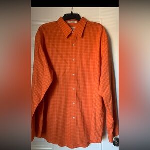 L.L. Bean Men's Orange Plaid Button Down Shirt 100% Cotton Size XL